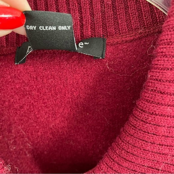 Paraphrase 100% Boiled Wool Burgundy Snap Knit Collar Snap Sleeve Jacket Shacket - Picture 3 of 11